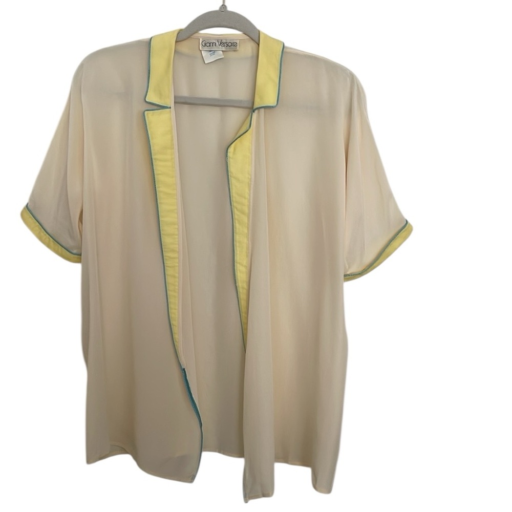 Rare Archival Gianni Versace Vintage Silk Open Blouse Light Jacket Made n Italy